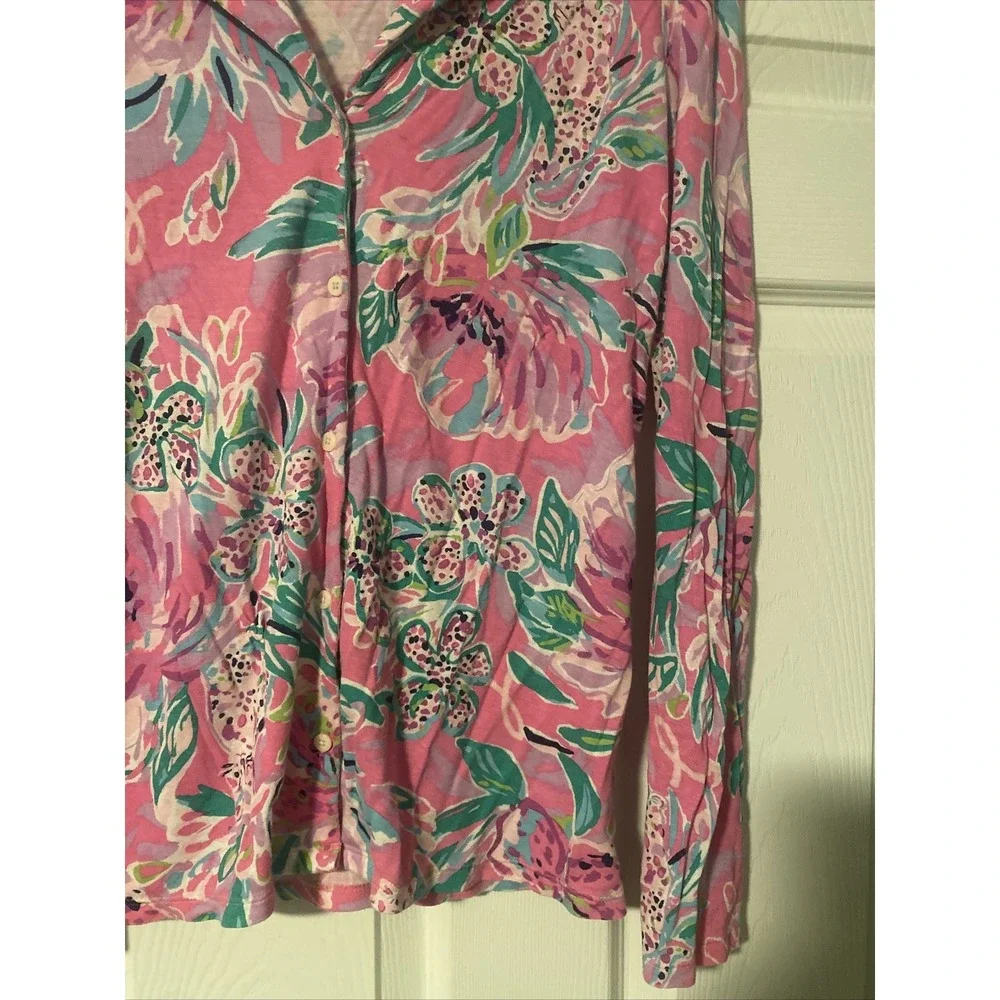 LILLY PULITZER PJ Knit Top Cockatoo Pink Paws For A‎ Cause Size Small